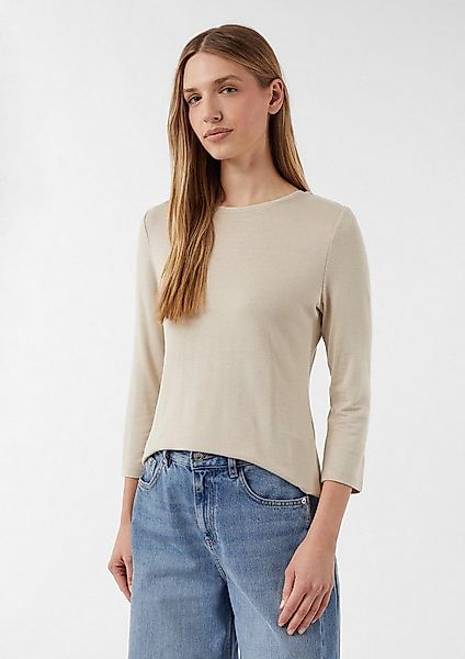 comma Langarmshirt T-Shirt Feines Jerseyshirt mit Glitzer-Detail am Ausschn günstig online kaufen