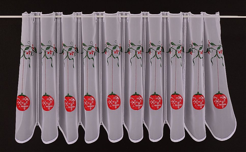 Gardinen Kranzusch Scheibengardine Kugel Weihnachten, Stangendurchzug, tran günstig online kaufen