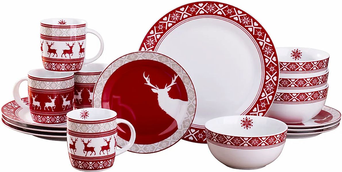 Retsch Arzberg Kombiservice "Geschirr-Set, Service Nordic Reindeer, Winter, günstig online kaufen