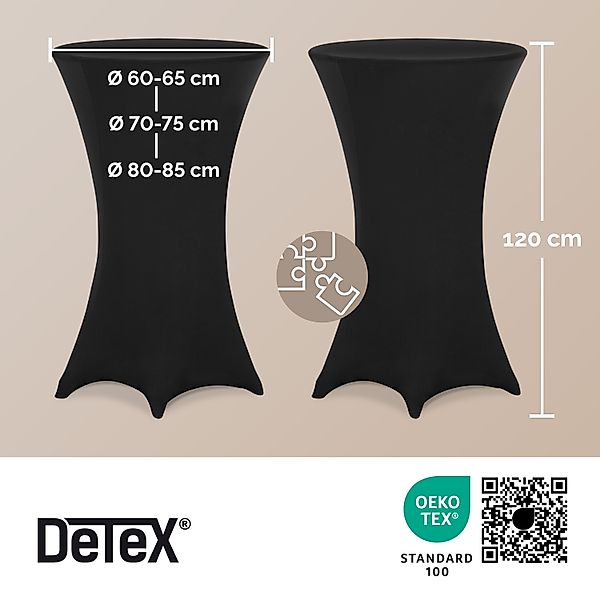 Stehtischhusse 2er-Set Schwarz Ø70cm günstig online kaufen