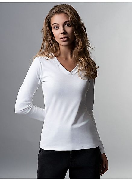 Trigema T-Shirt TRIGEMA Langarmshirt mit V-Ausschnitt günstig online kaufen