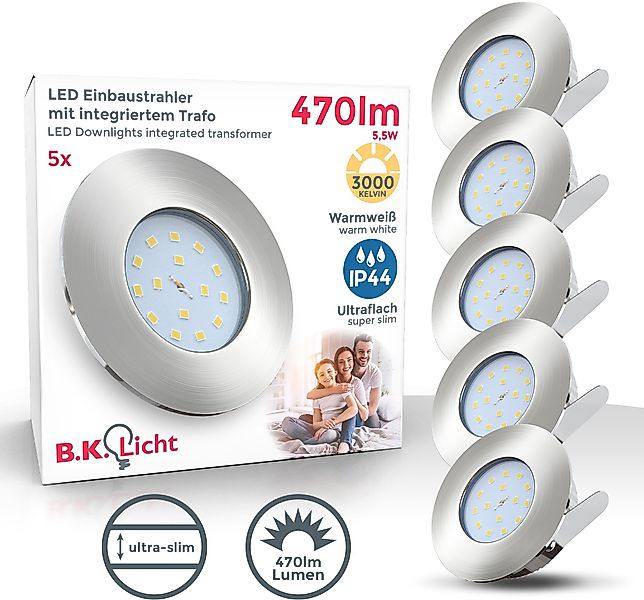 B.K.Licht LED Einbauleuchte 5er Set Bad günstig online kaufen