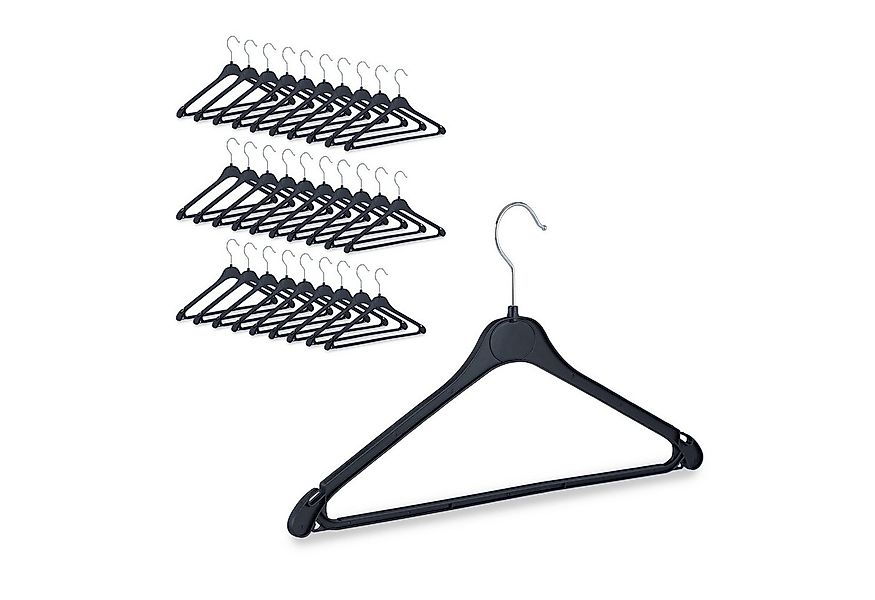 relaxdays Kleiderbügel Kunststoff Kleiderbügel Set, schwarz günstig online kaufen