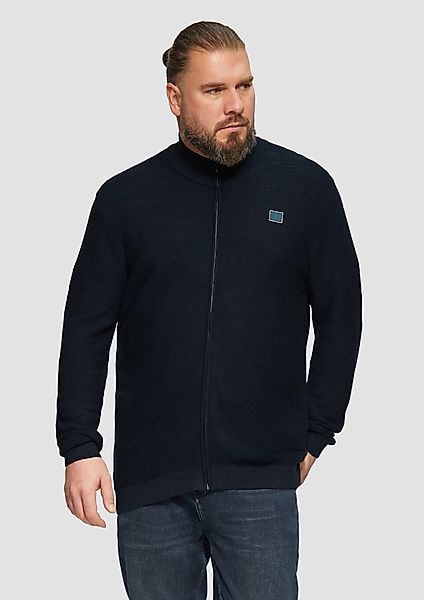 s.Oliver Outdoorjacke Strukturierte Strickjacke mit Logo-Patch günstig online kaufen