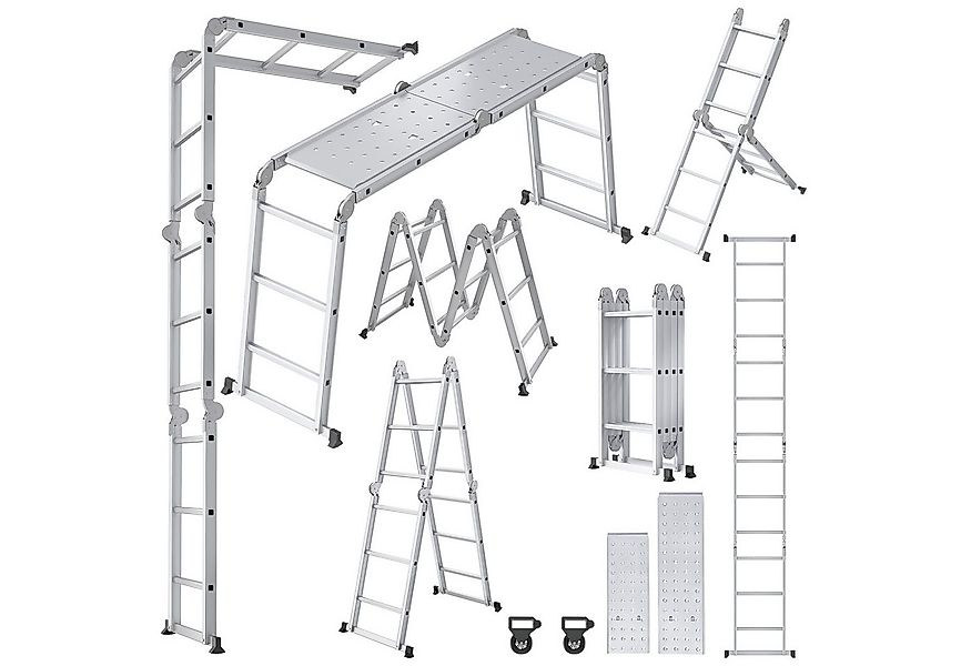 FIVMEN Teleskopleiter Multifunktionsleiter Mehrzweckleiter Aluminium mit Pl günstig online kaufen