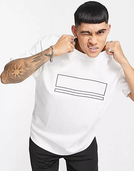 BOSS – Athleisure Tover – Oversize-T-Shirt in Weiß günstig online kaufen