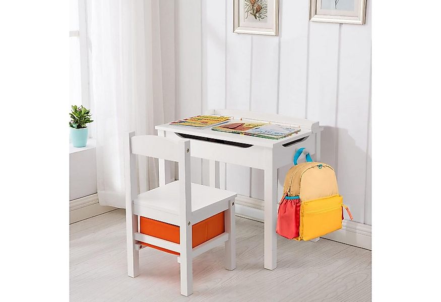 COSTWAY Kindersitzgruppe, (2-tlg), Kinderschreibtisch mit Stuhl, Holz, mit günstig online kaufen