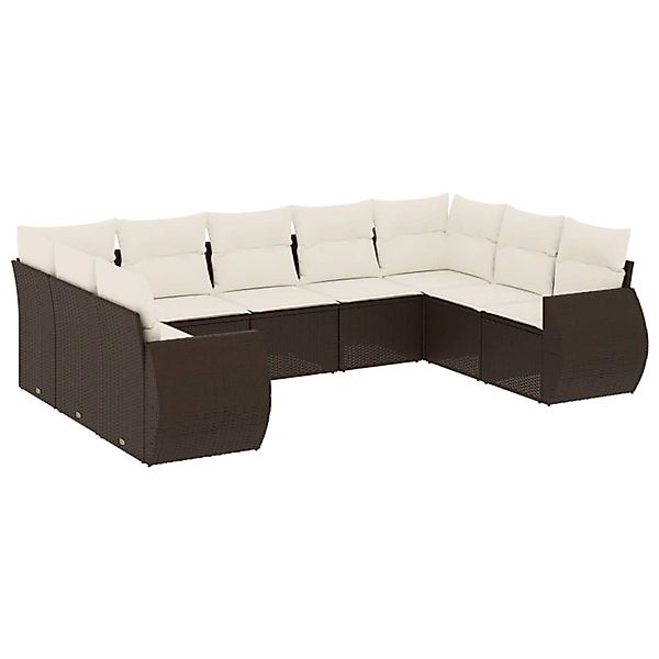 vidaXL 9-Tlg Garten-Sofagarnitur mit Kissen Braun Poly Rattan 3254140 günstig online kaufen