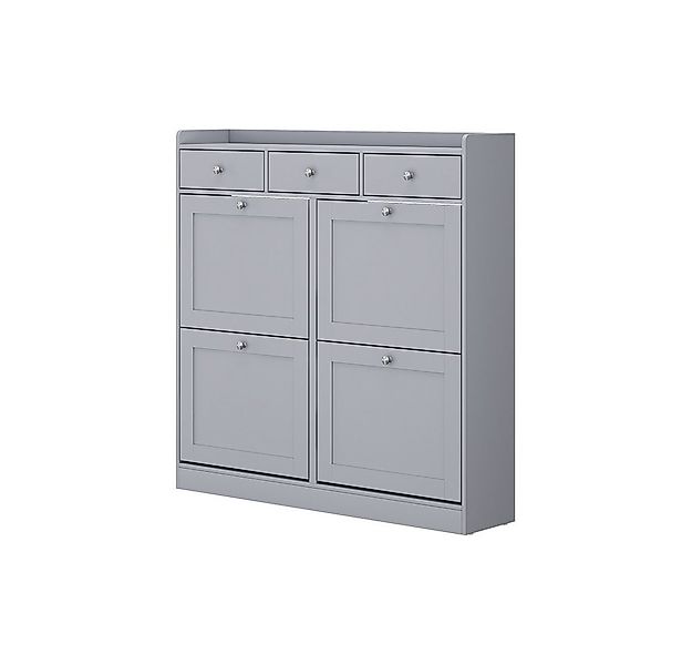 Vicco Schuhkipper Vitto, Grau, 100 x 99.5 cm mit 3 Schubladen & 4 Klappfäch günstig online kaufen