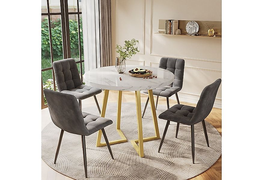 Flieks Essgruppe, (Sitzgruppe Set, Metallbeine, 5-tlg., 1 Tisch mit 4 Stühl günstig online kaufen