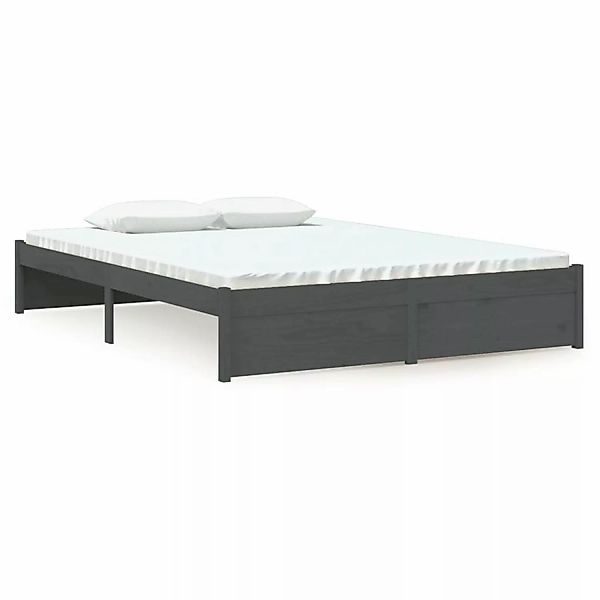 Vidaxl Massivholzbett Grau 135x190 Cm 4ft6 Double günstig online kaufen