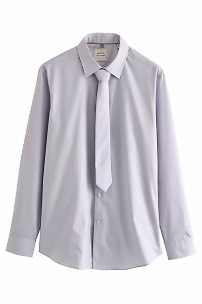 Next Langarmhemd Pflegeleichtes Slim Fit Hemd mit Krawatte (2-tlg) günstig online kaufen