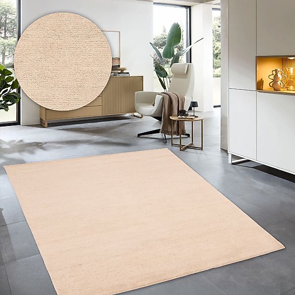 my home Wollteppich "Gabbo Natur, Handgefertigt, Teppich, reine Wolle, meli günstig online kaufen