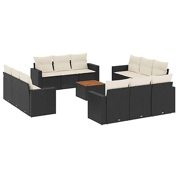 vidaXL 13-Tlg Garten-Sofagarnitur mit Kissen Schwarz Poly Rattan 3256385 günstig online kaufen