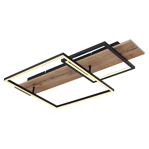 Globo LED-Deckenleuchte Vanni Holzfarben/Schwarz 75 x 40 cm günstig online kaufen