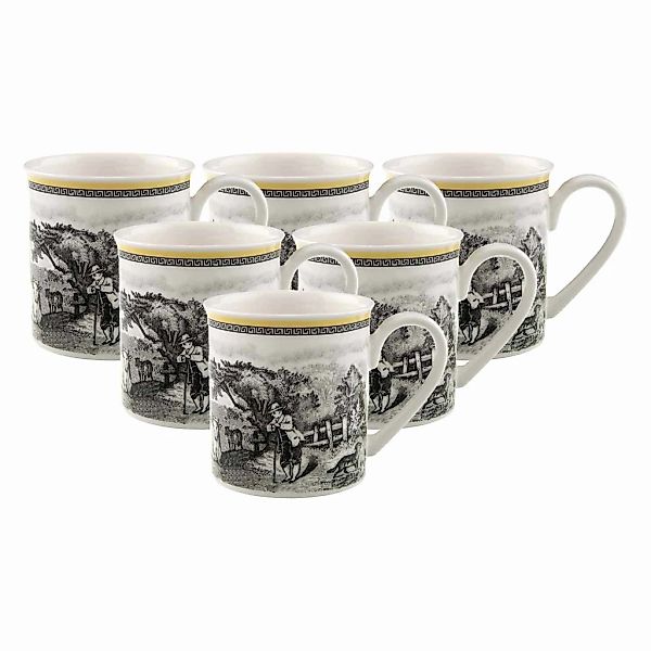 Villeroy & Boch Becher "Kaffeebecher Audun Ferme 300 ml 6er Set weiß-grau-g günstig online kaufen