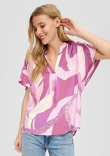 QS Kurzarmbluse Bluse Viskosebluse mit All-over-Print günstig online kaufen