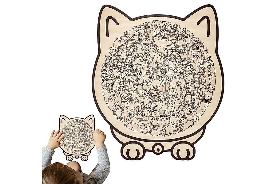 CLTYQ Puzzle 135 Teile Puzzle,Buntes Holzpuzzle in Katzenform,Süßes Katzenp günstig online kaufen