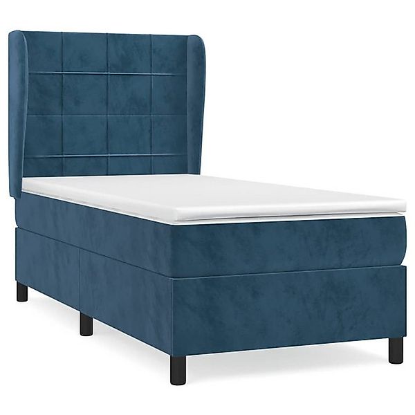 vidaXL Boxspringbett, Boxbett mit Matratze Dunkelblau 90x200 cm Samt günstig online kaufen