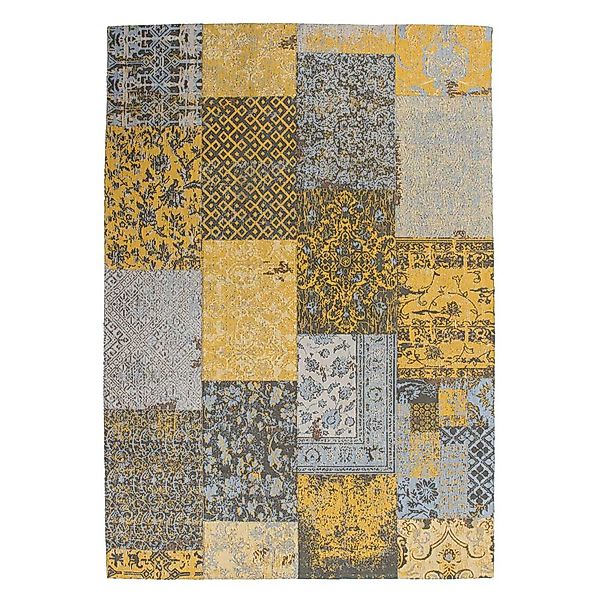 Vintage Design Teppich in Goldfarben und Grau Chenillegewebe günstig online kaufen