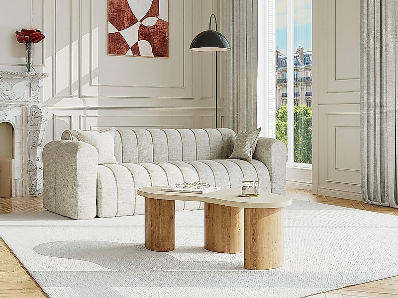 Couchtisch - MDF - Travertin Effekt Beige & Naturhell - ALOZYA günstig online kaufen