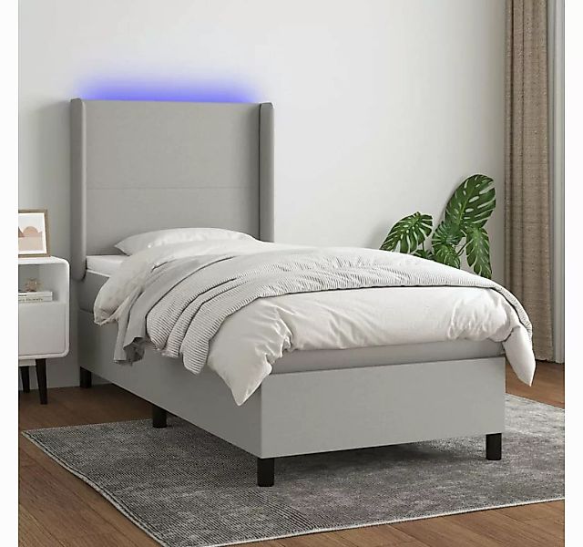 vidaXL Boxspringbett Boxspringbett mit Matratze LED Hellgrau 100x200 cm Sto günstig online kaufen