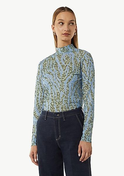 comma Langarmshirt T-Shirt Mesh-Shirt mit Stehkragen günstig online kaufen