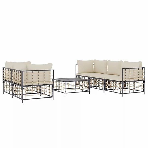 Vidaxl 6-tlg. Garten-lounge-set Mit Kissen Anthrazit Poly Rattan günstig online kaufen