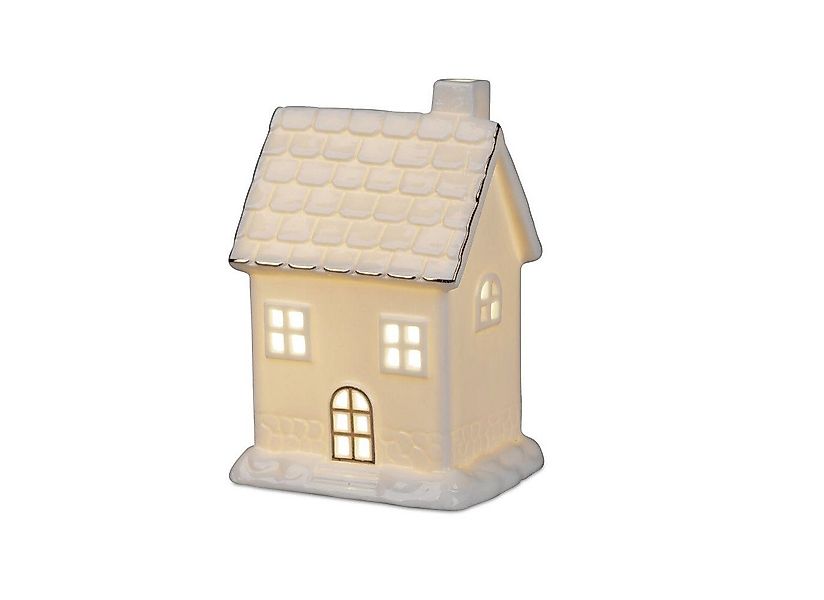 formano LED Windlicht LED - Windlicht Haus weiß-gold mit Timer Weihnachten günstig online kaufen