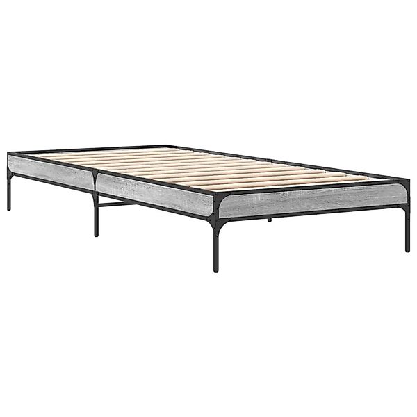 vidaXL Bettgestell Grau Sonoma 100x200 cm Holzwerkstoff und Metall 845029 günstig online kaufen