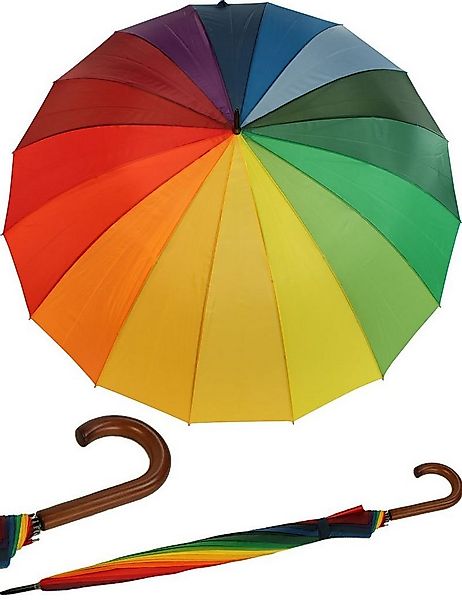 HAPPY RAIN Stockregenschirm XXL Schirm Regenbogen für zwei Personen, riesen günstig online kaufen