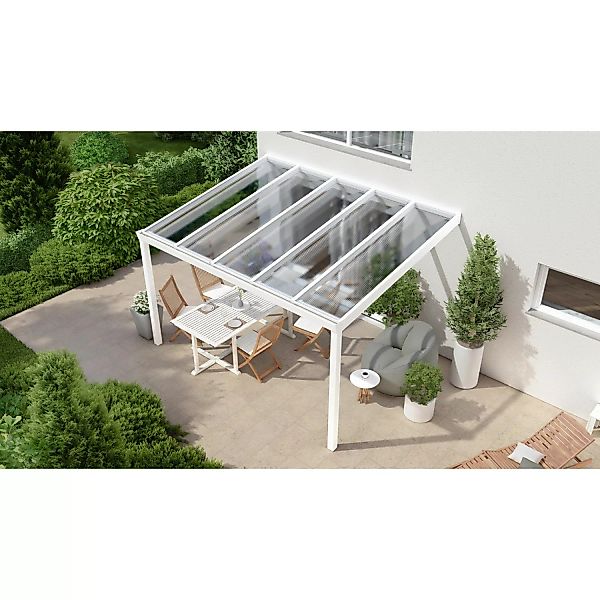 Terrassenüberdachung Professional 400 cm x 350 cm Weiß PC Klar günstig online kaufen