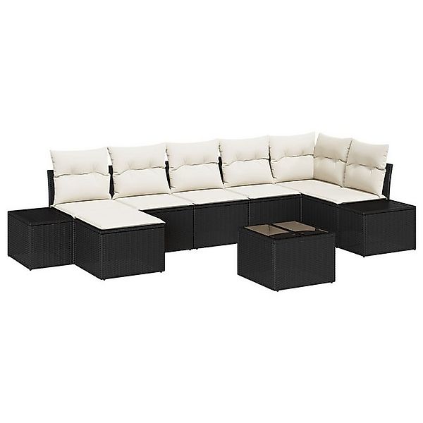vidaXL Loungesofa 7-Teiliges Garten Sofa Set mit Kissen Schwarz und Weiß Po günstig online kaufen