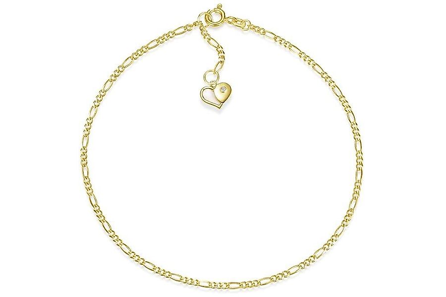 Silberkettenstore Fußkette Fußkette Figaro 2mm mit Herz - echt 585 Gold, Lä günstig online kaufen