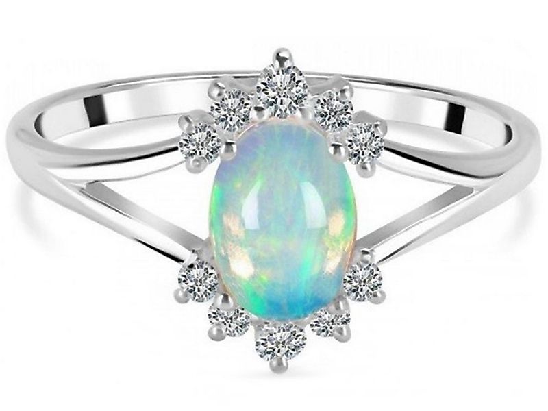 Goldene Hufeisen Solitärring Damen Solitär Edelopal & Weiß Topas Fingerring günstig online kaufen