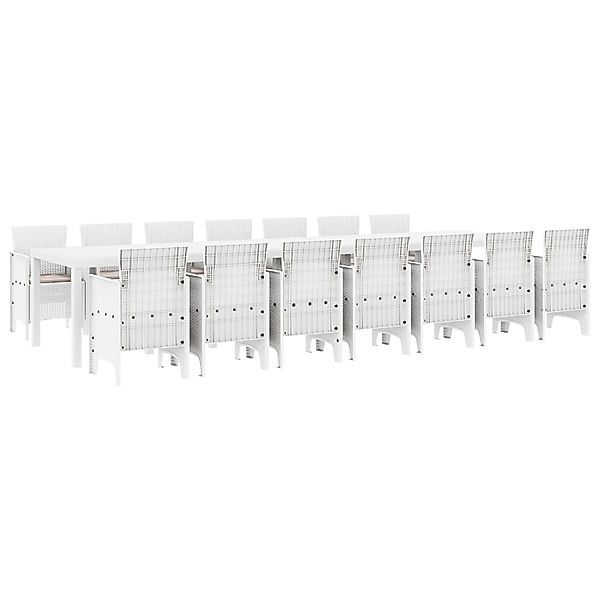 vidaXL Garten Essgruppe 15-Tlg Weiß Poly Rattan 3378803 günstig online kaufen