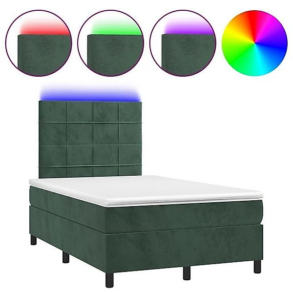 vidaXL Boxspringbett Boxspringbett mit Matratze LED Dunkelgrün 120x200 cm S günstig online kaufen