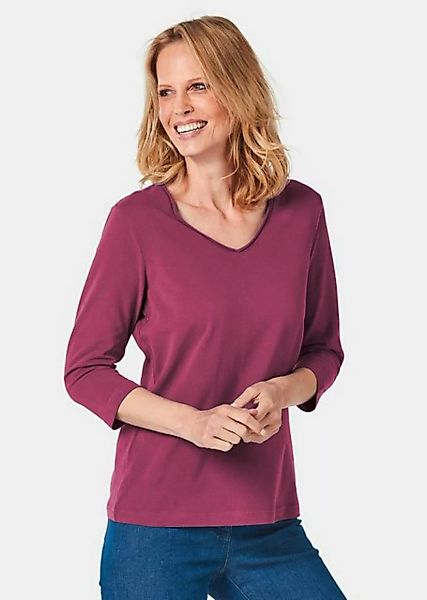 3/4-Arm-Shirt Kurzgröße - Shirt mit V-Ausschnitt in Kurzgröße Hübsche Rollk günstig online kaufen