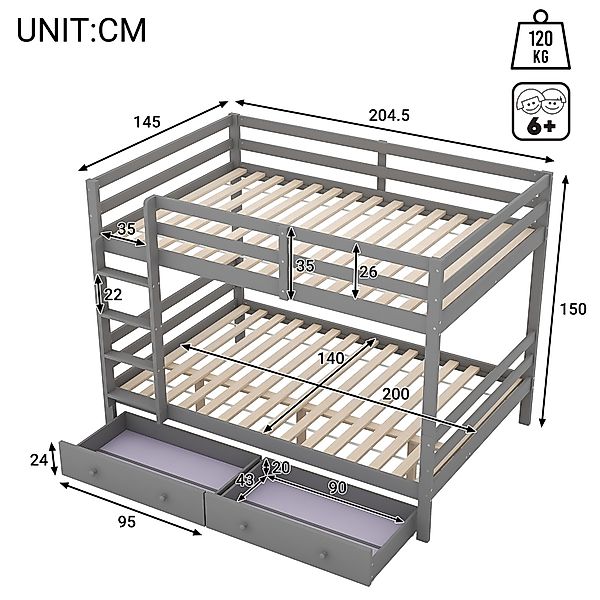 TavilaEcon Etagenbett Kinderbett Jugendbett mit 2 günstig online kaufen