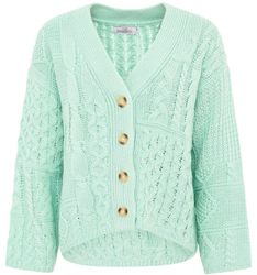 Zwillingsherz Cardigan Langarm, Wollanteil, Zopf-Muster, Knöpfe, günstig online kaufen