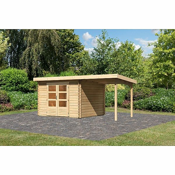 Karibu Holz-Gartenhaus Ängelholm Natur Pultdach Unbehandelt 280 cm x 280 cm günstig online kaufen