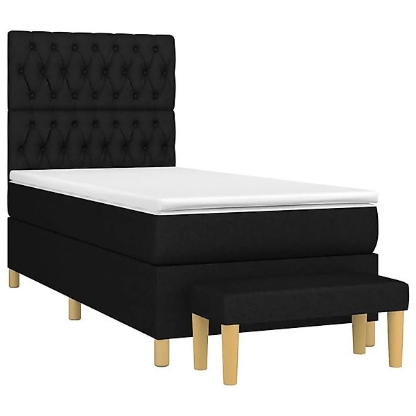 vidaXL Boxspringbett mit Matratze Schwarz 90x190 cm Stoff 3137359 günstig online kaufen