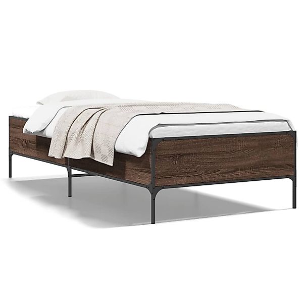 vidaXL Bettgestell Braun Eichen-Optik 75x190 cm Holzwerkstoff Metall 844995 günstig online kaufen