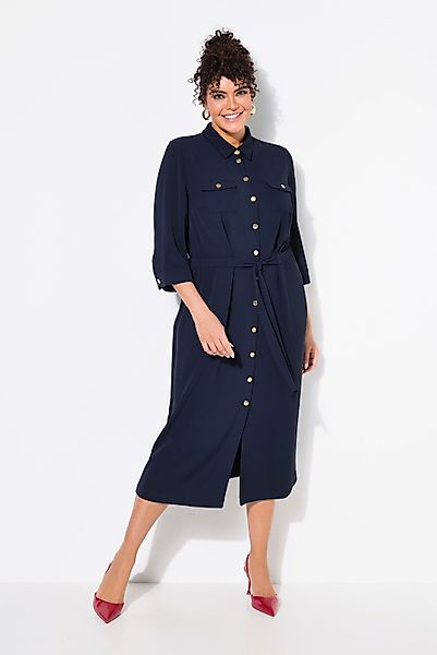 Ulla Popken Hemdblusenkleid Hemdblusenkleid Goldknöpfe Hemdkragen günstig online kaufen