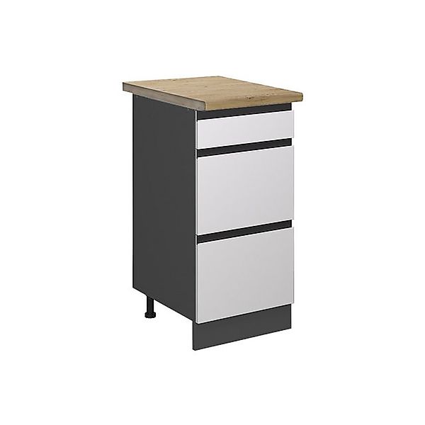 Vicco Küchenunterschrank R-Line Weiß/Anthrazit 40 cm mit Schubladen AP Eich günstig online kaufen
