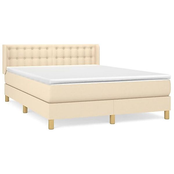 vidaXL Boxspringbett Boxspringbett mit Matratze Creme 140x200 cm Stoff Bett günstig online kaufen