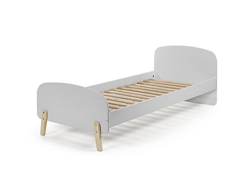 Natur24 Kinderbett Kiddy Einzelbett 90x200 cm Nachtkonsole MDF Grau günstig online kaufen