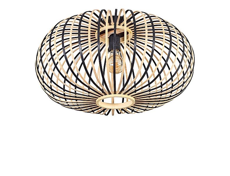 hofstein Deckenleuchte Deckenlampe aus Metall/Bambus in Schwarz/Natur, Leuc günstig online kaufen