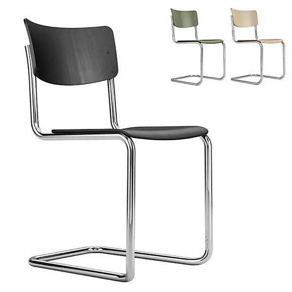 THONET S 243 Stahlrohrstuhl | Eiche schwarz gebeizt | Gestell tiefschwarz günstig online kaufen