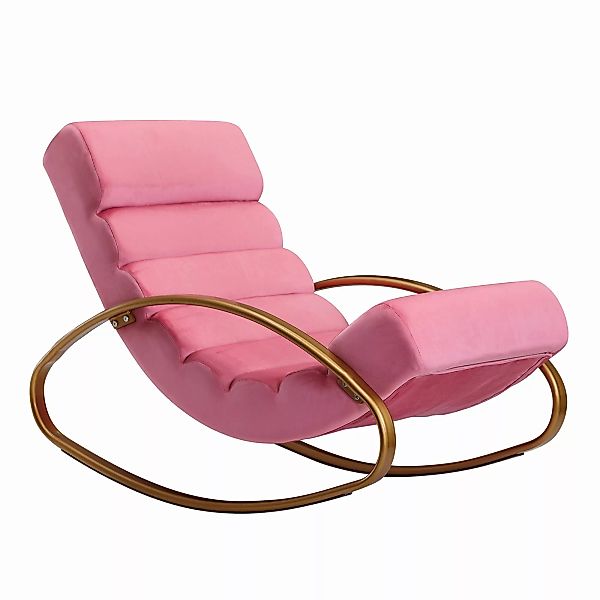 Relaxliege Samt Rosé / Gold 110 kg Belastbar Relaxsessel 61x81x111 cm | Des günstig online kaufen